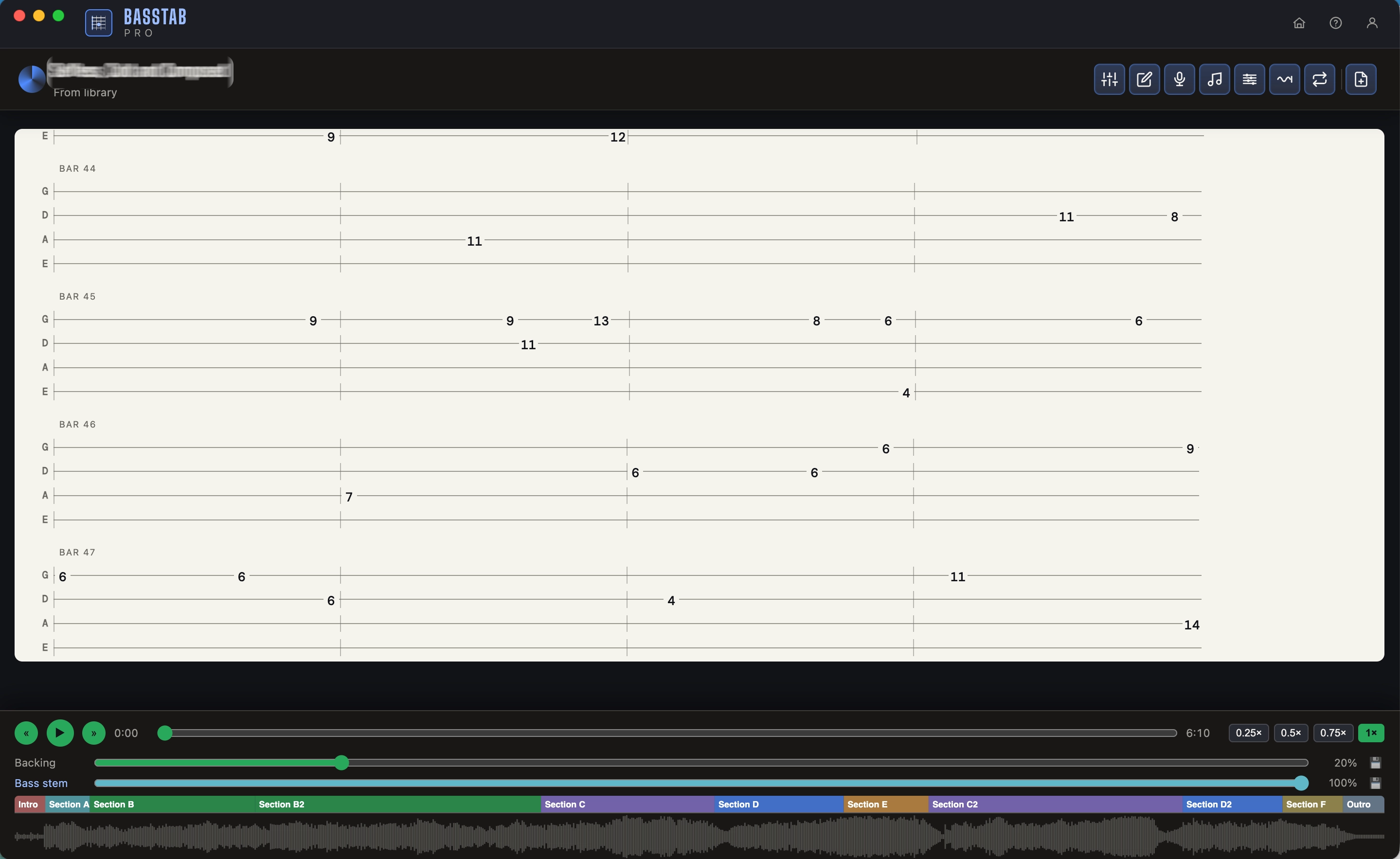 Basstab Pro interface